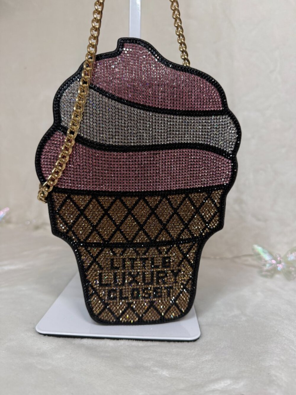 Rhinestone Ice Cream Cone Bag — Statement Piece